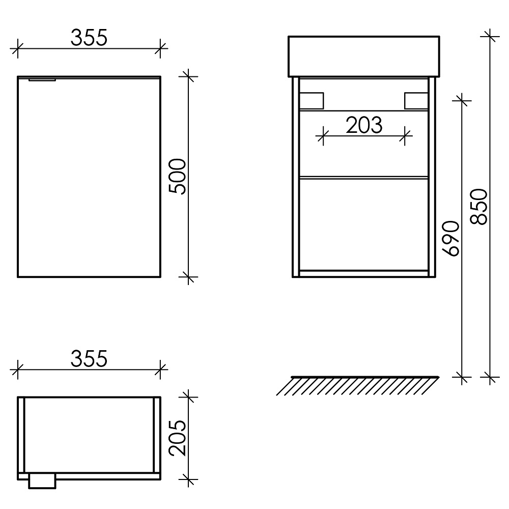 Тумба подвесная Sancos Mini MN35WR 35.5х20.5х50 (белый), глянец, правая