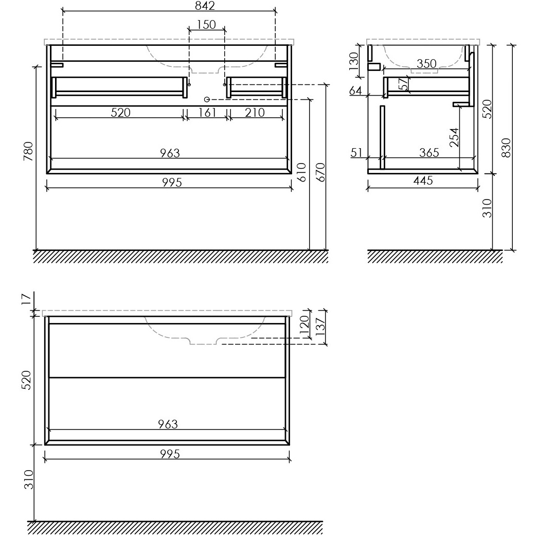 Тумба подвесная Sancos Натура 1.0 (Nature 1.0) MR1.0100RECH 99.5x44.5x52 (дуб чарльстон), правая