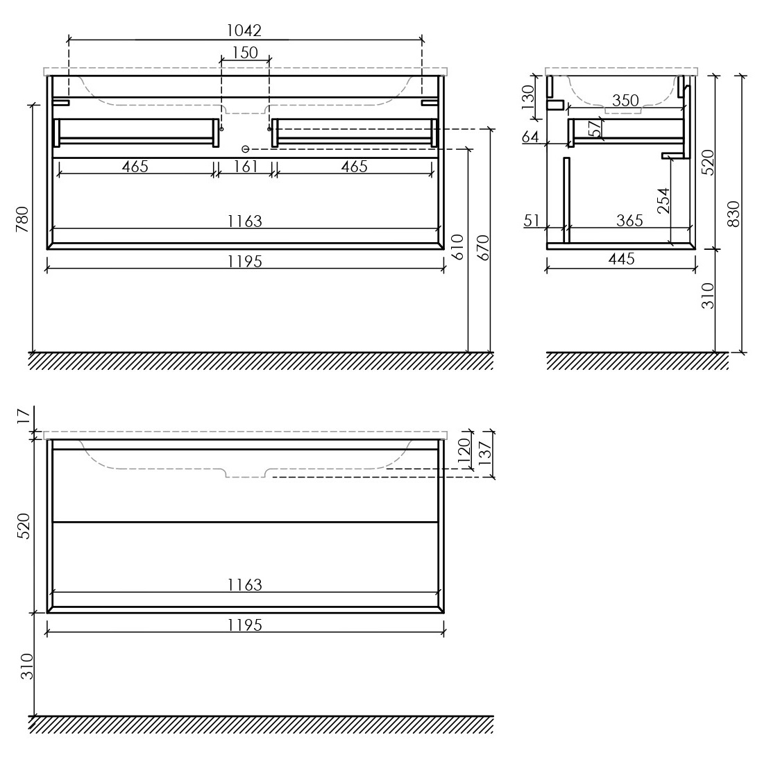 Тумба подвесная Sancos Натура 1.0 (Nature 1.0) MR1.0120EG 119.5x44.5x52 (дуб галифакс)
