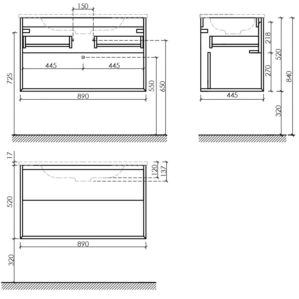 Тумба подвесная Sancos Натура 1.0 (Nature 1.0) MR1.090ECH 89x44.5x52 (дуб чарльстон)