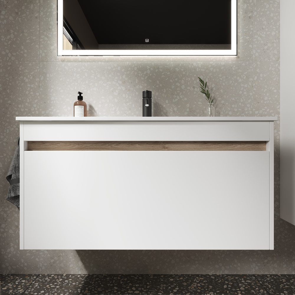 Тумба подвесная Sancos Smart SM100W 99х45х50 (белый), глянец