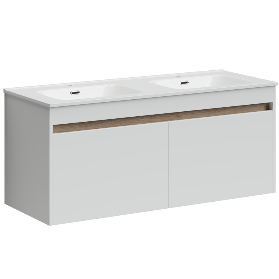 Тумба подвесная Sancos Smart SM120-2W 119х45х50 (белый), глянец, для двойной раковины