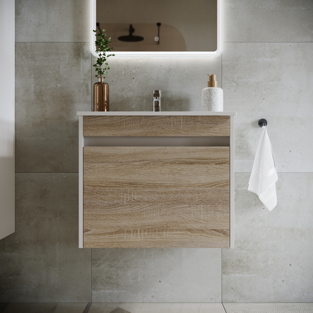 Тумба подвесная Sancos Smart SM60E 59х45х50 (дуб бардолино/белый), натуральный