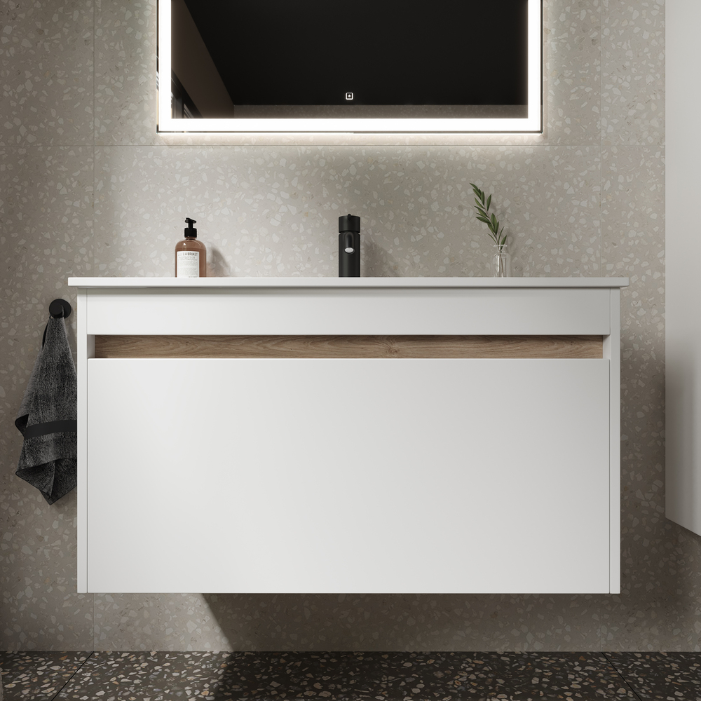 Тумба подвесная Sancos Smart SM90W 89х45х50 (белый), глянец