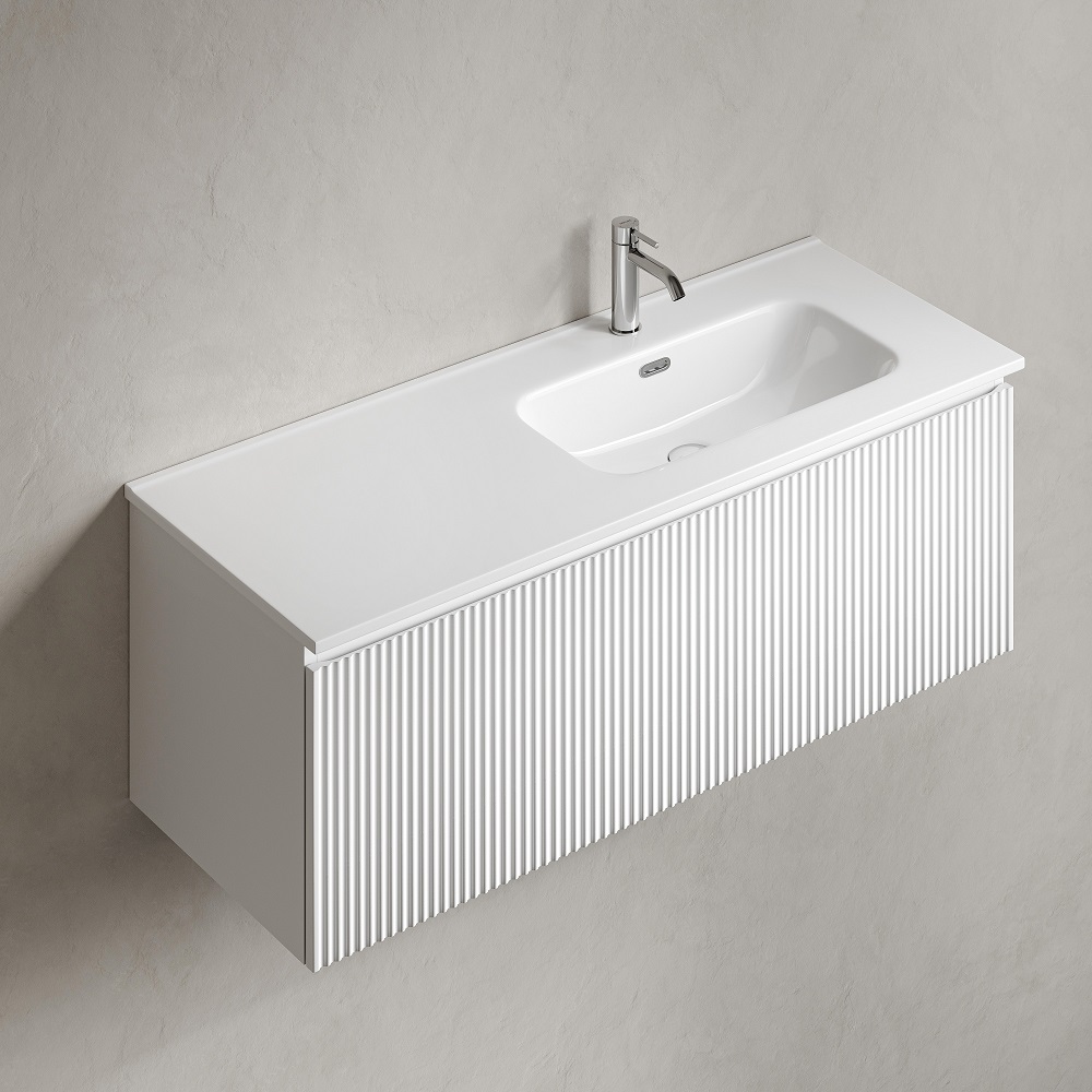 Тумба подвесная Sancos Сноб Р 1.0 (Snob R 1.0) SNR1.0120RW 119.5х44.5х40.6 (белый матовый), правая
