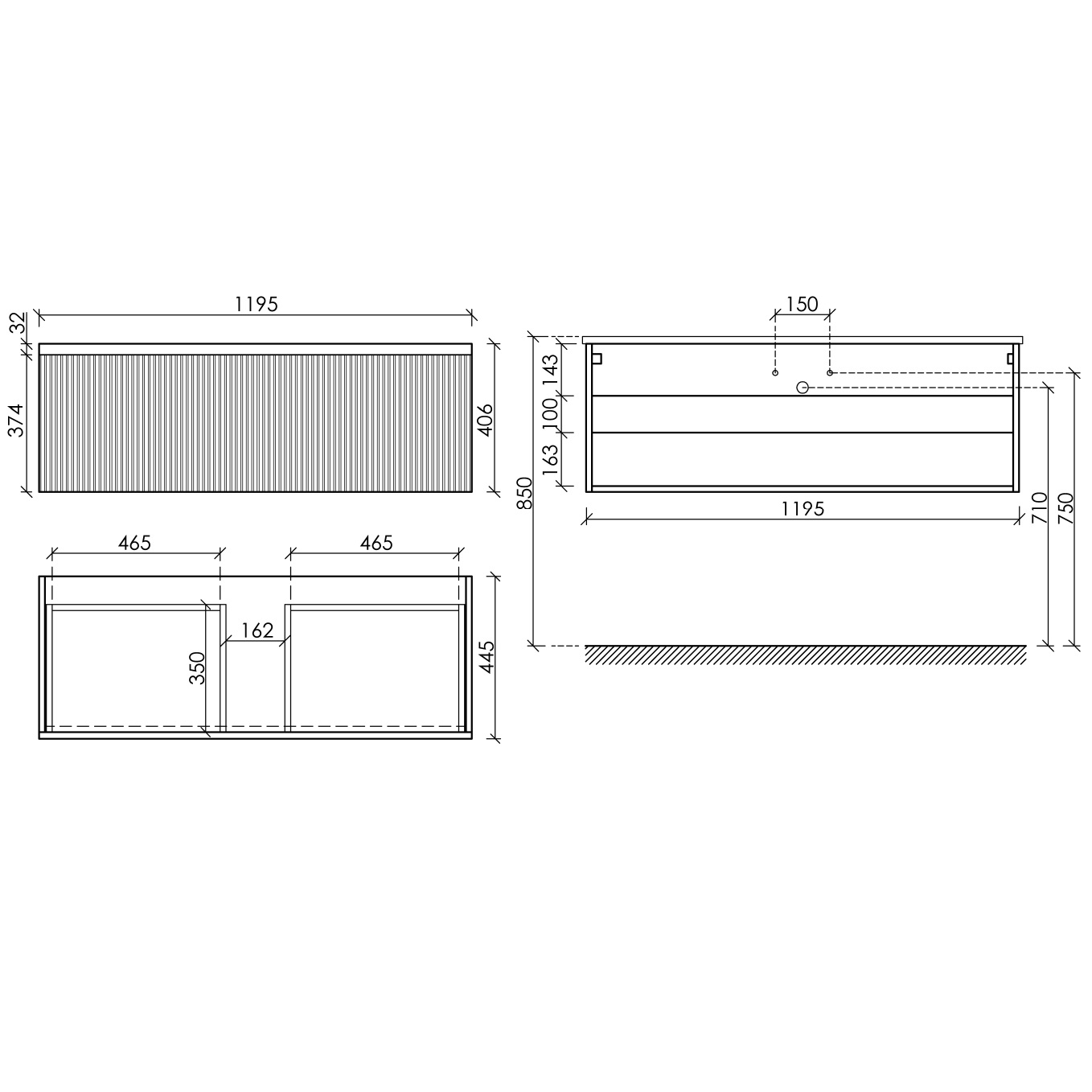 Тумба подвесная Sancos Сноб Р 1.0 (Snob R 1.0) SNR1.0120SM 119.5х44.5х40.6 (пыльная роза)