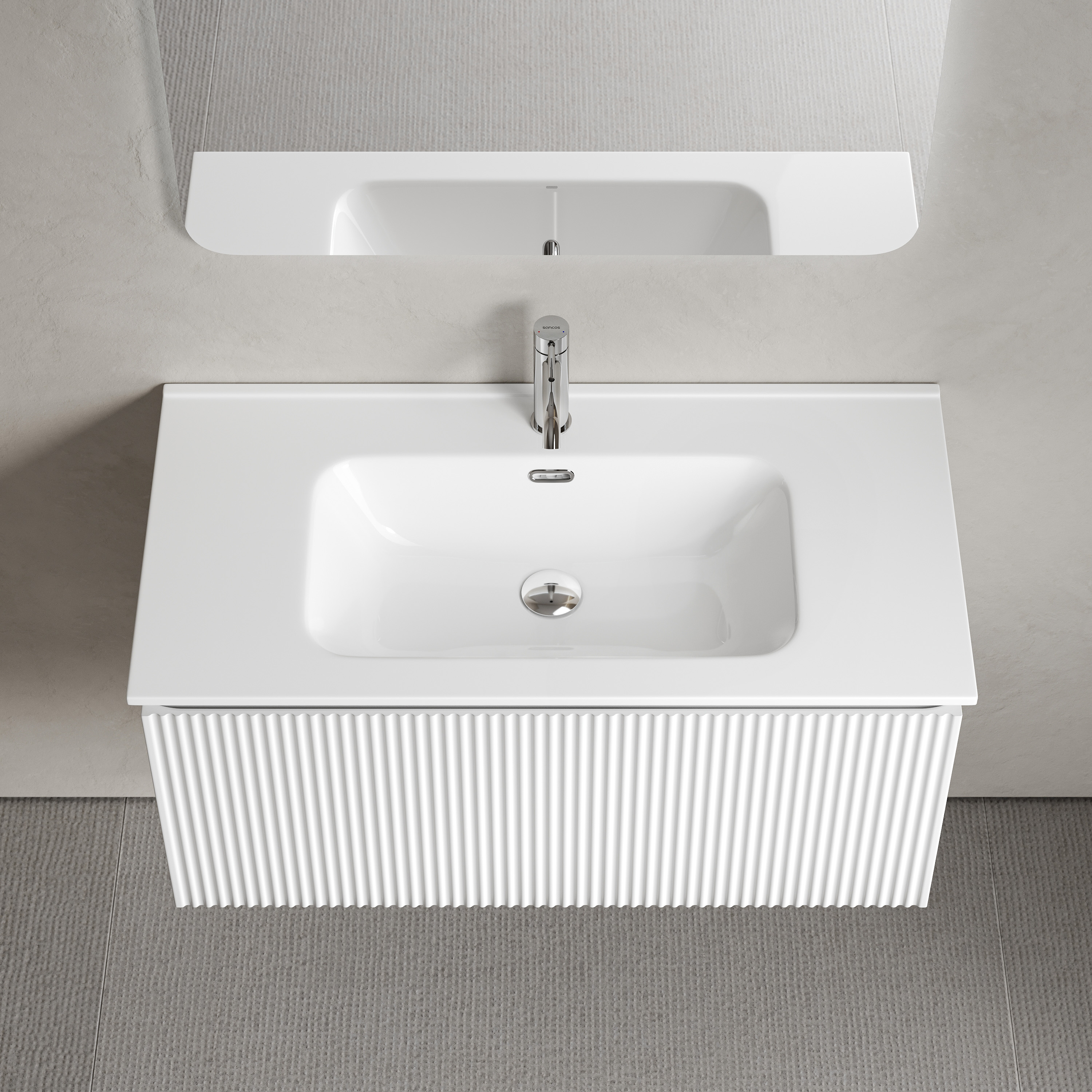 Тумба подвесная Sancos Сноб Р 1.0 (Snob R 1.0) SNR1.090W 89х44.5х40.6 (белый матовый)
