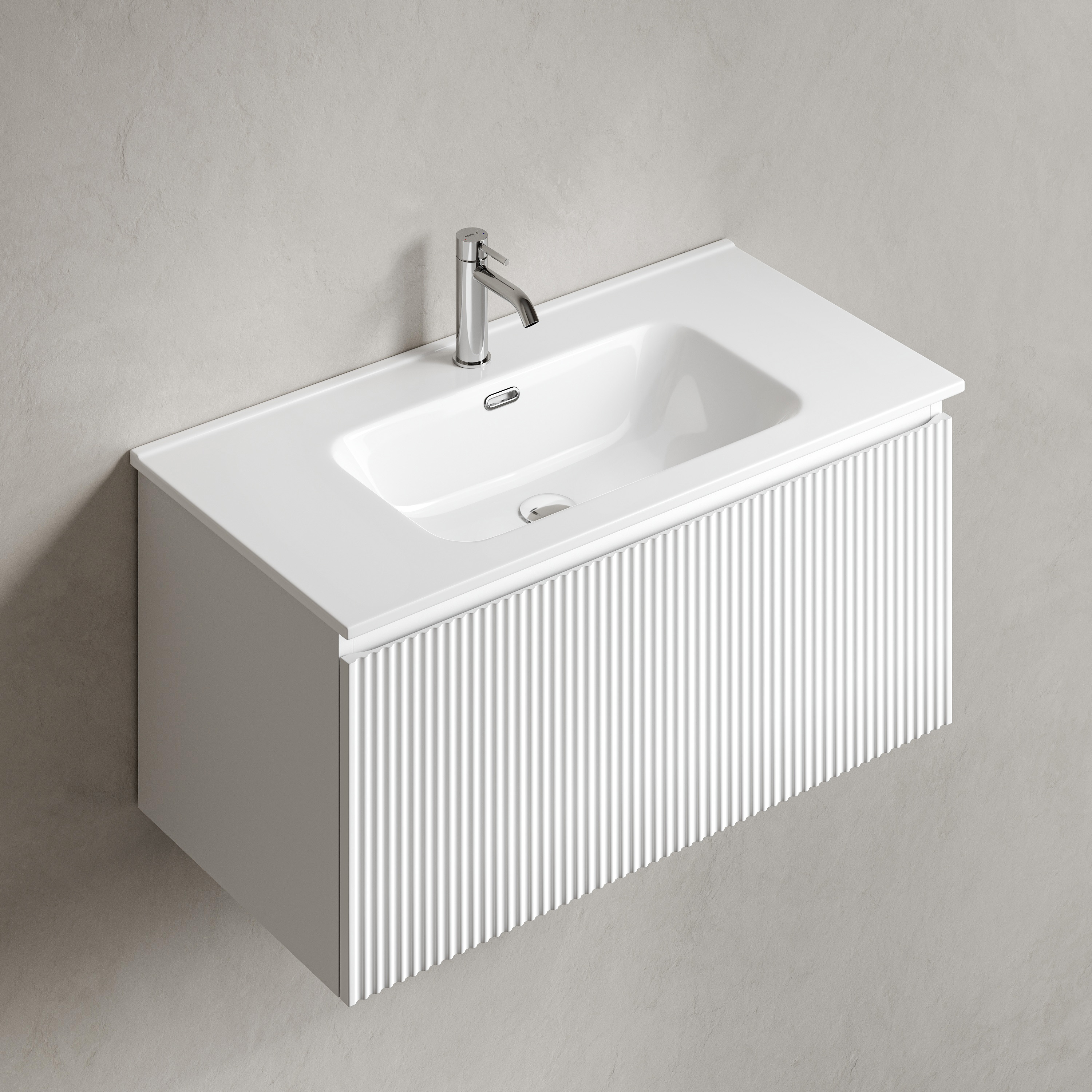 Тумба подвесная Sancos Сноб Р 1.0 (Snob R 1.0) SNR1.090W 89х44.5х40.6 (белый матовый)