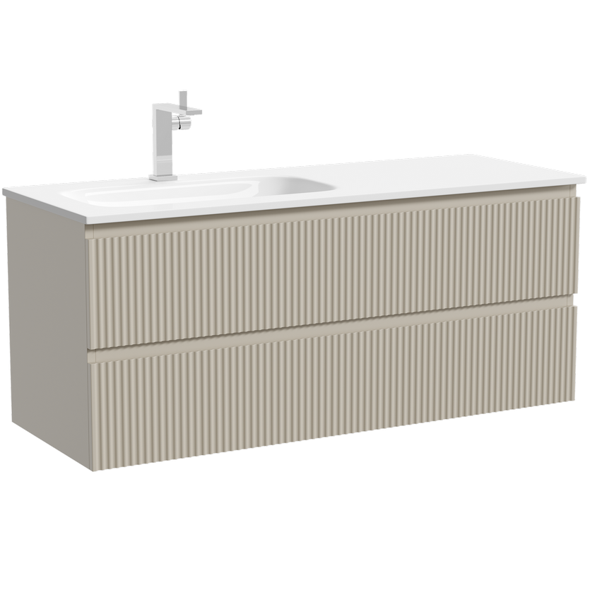Тумба подвесная Sancos Сноб Р (Snob R) SNR120LCE 119.5х44.5х50 (белый матовый), левая