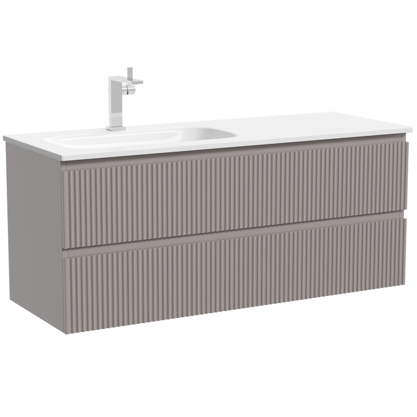 Тумба подвесная Sancos Сноб Р (Snob R) SNR120LSM 119.5х44.5х50 (пыльная роза), левая