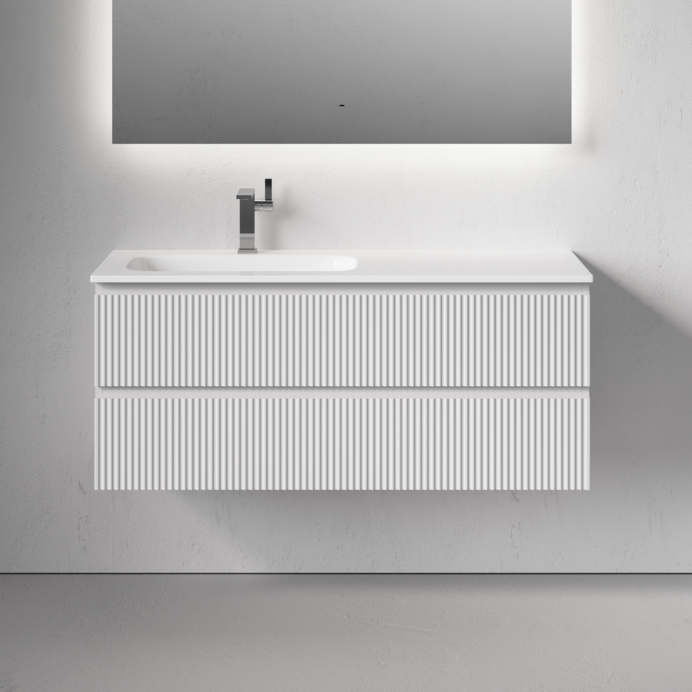 Тумба подвесная Sancos Сноб Р (Snob R) SNR120LW 119.5х44.5х50 (белый матовый), левая