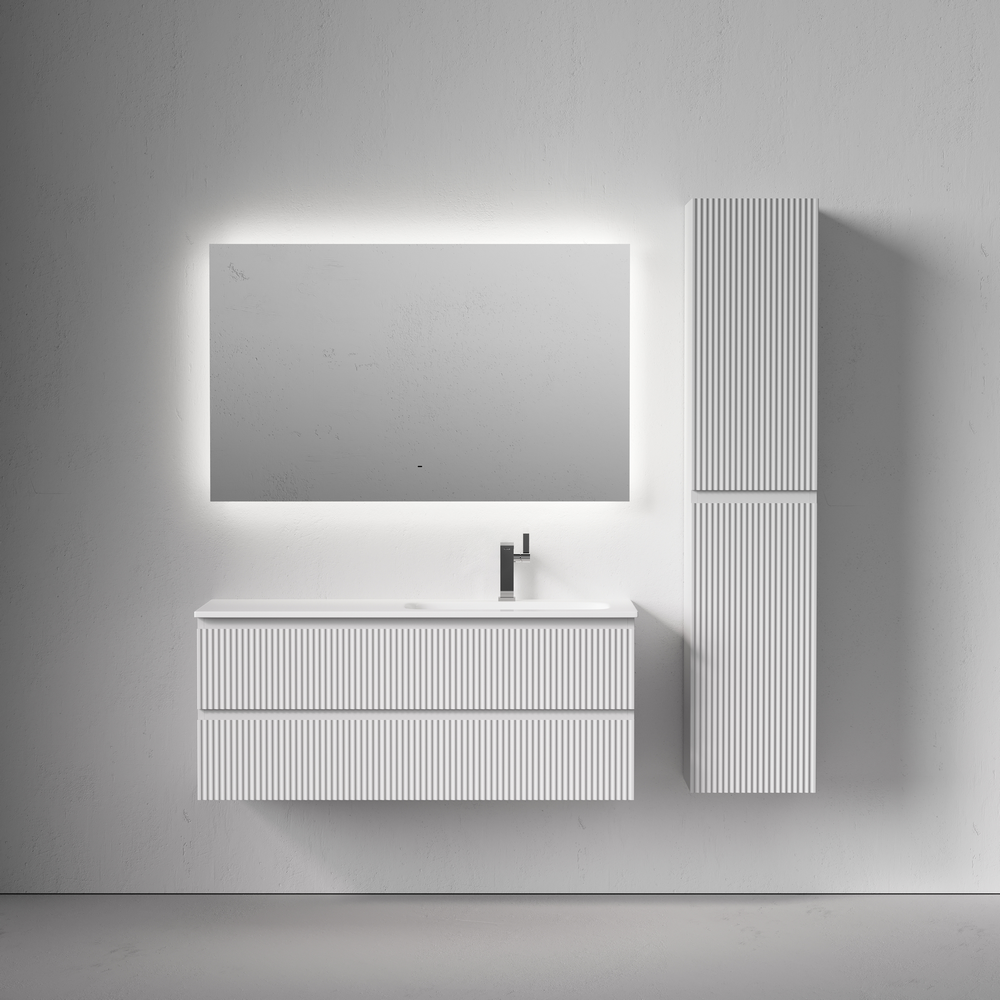 Тумба подвесная Sancos Сноб Р (Snob R) SNR120RW 119.5х44.5х50 (белый матовый), правая