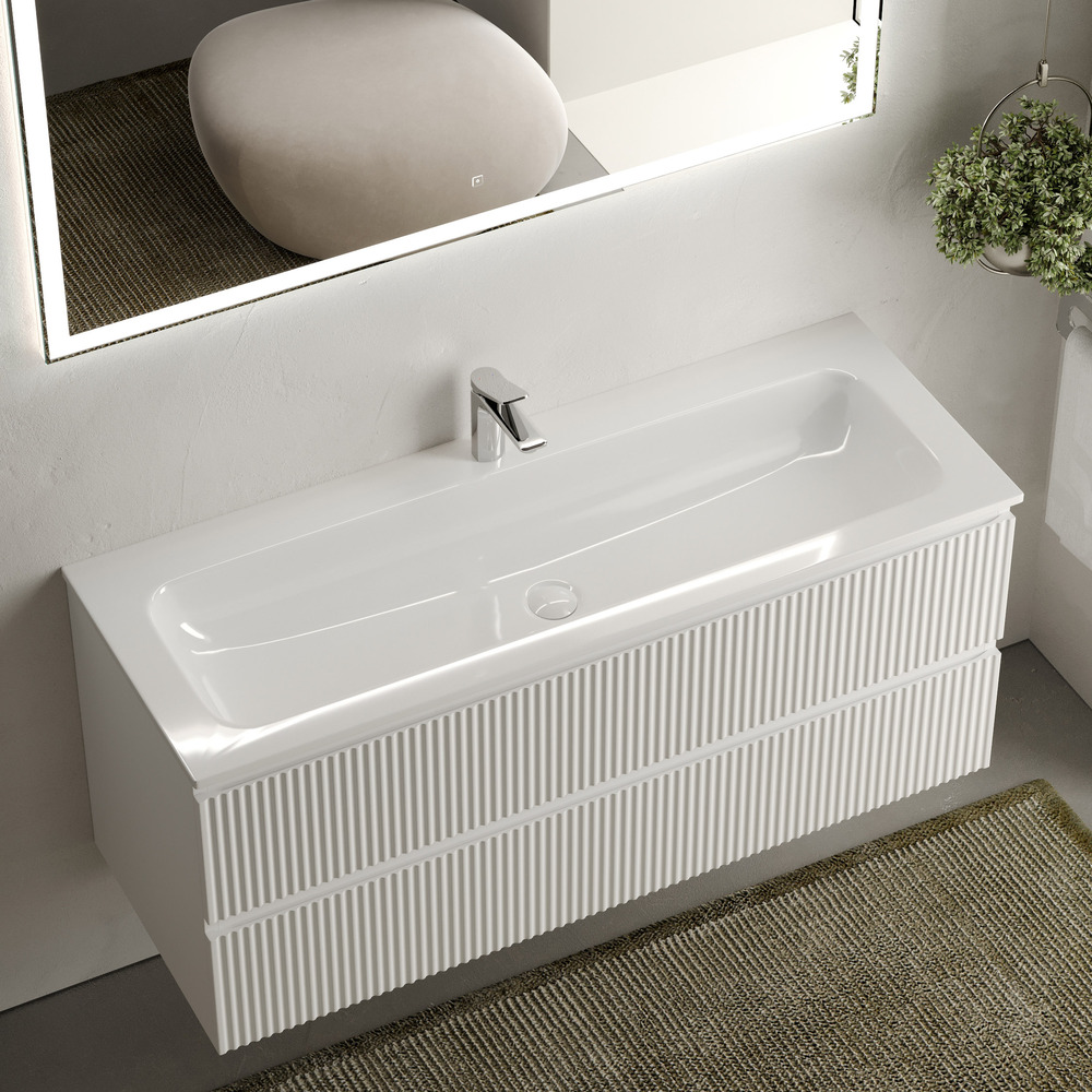 Тумба подвесная Sancos Сноб Р (Snob R) SNR120W 119.5х44.5х50 (белый матовый)