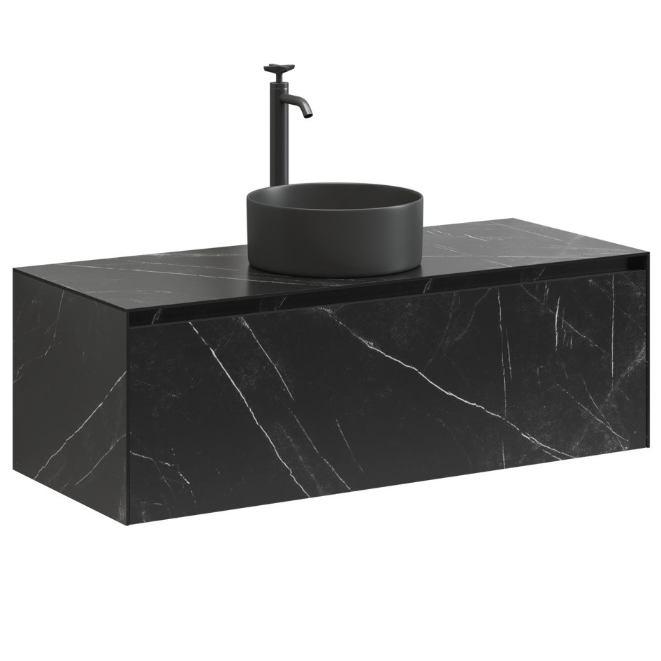 Тумба подвесная Sancos Stone ST120NM 120х40х49.5 (Nero Marquina) со столешницей из керамогранита
