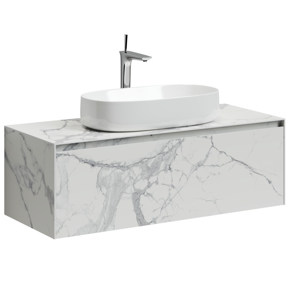 Тумба подвесная Sancos Stone ST120SV 120х40х49.5 (Statuario White) со столешницей из керамогранита