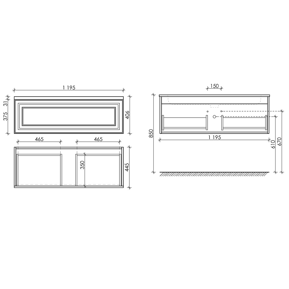 Тумба подвесная Sancos Very VR120SM 119.5х44.5х40.6 (Doha Soft)