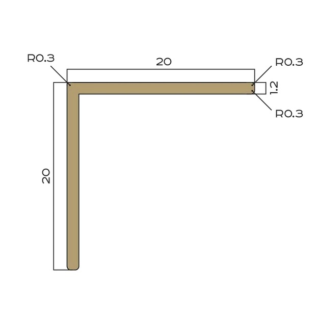 Угол латунь 20x20 мм Neexy PVL74-04 (антик бронза светлая), 2.7 м.
