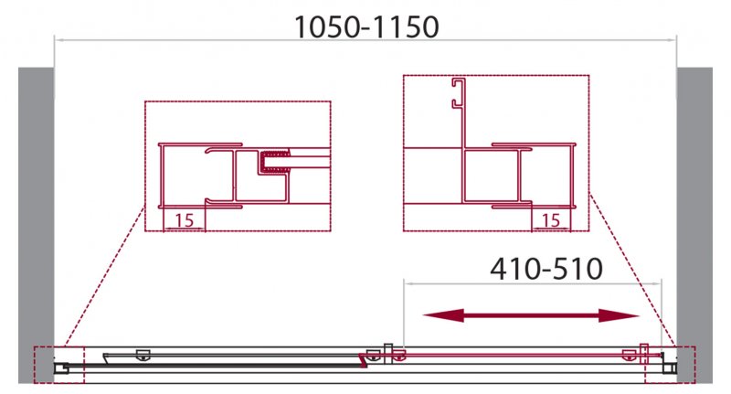 Душевая дверь в нишу BelBagno Unique UNIQUE-BF-1-100/115-P-Cr 115x190