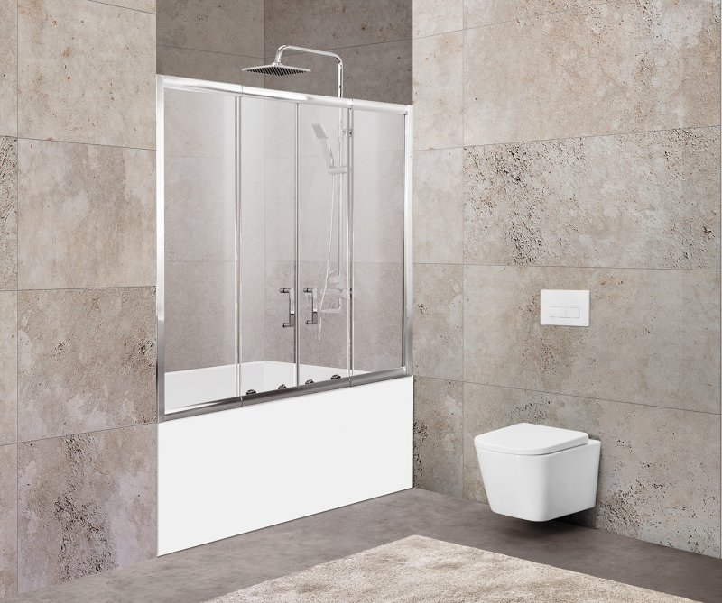 Шторка на ванну BelBagno Unique UNIQUE-VF-2-150/180-140-P-Cr 180x140