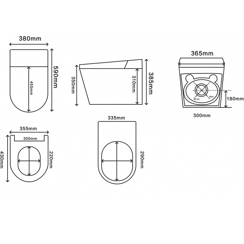 Унитаз-биде подвесной Abber Bequem AC1123SR 59x38x38.5 (белый), электронный