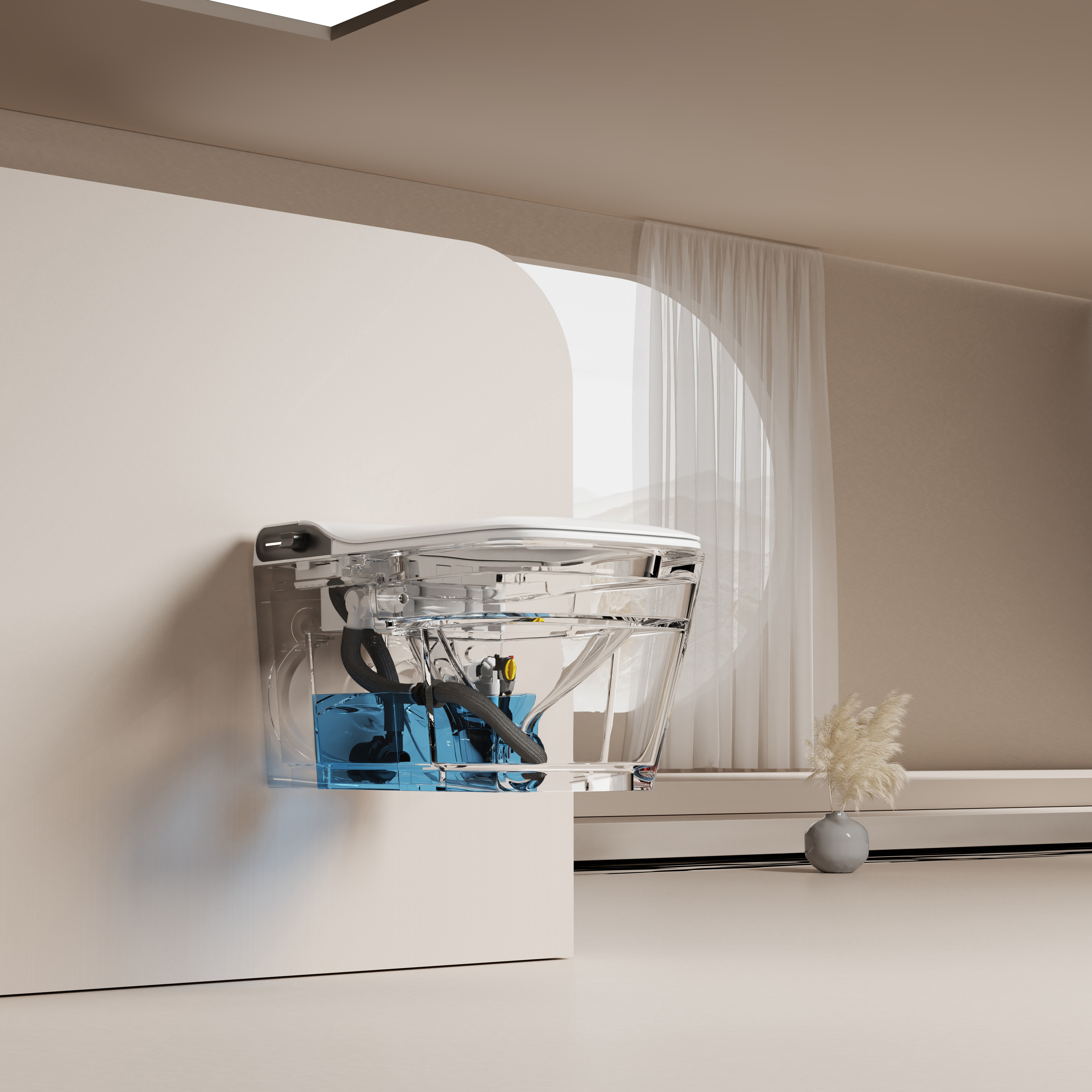 Унитаз-биде подвесной Abber Rechteck AC1215S 60x36x38 (белый), электронный, с импульсным смывом