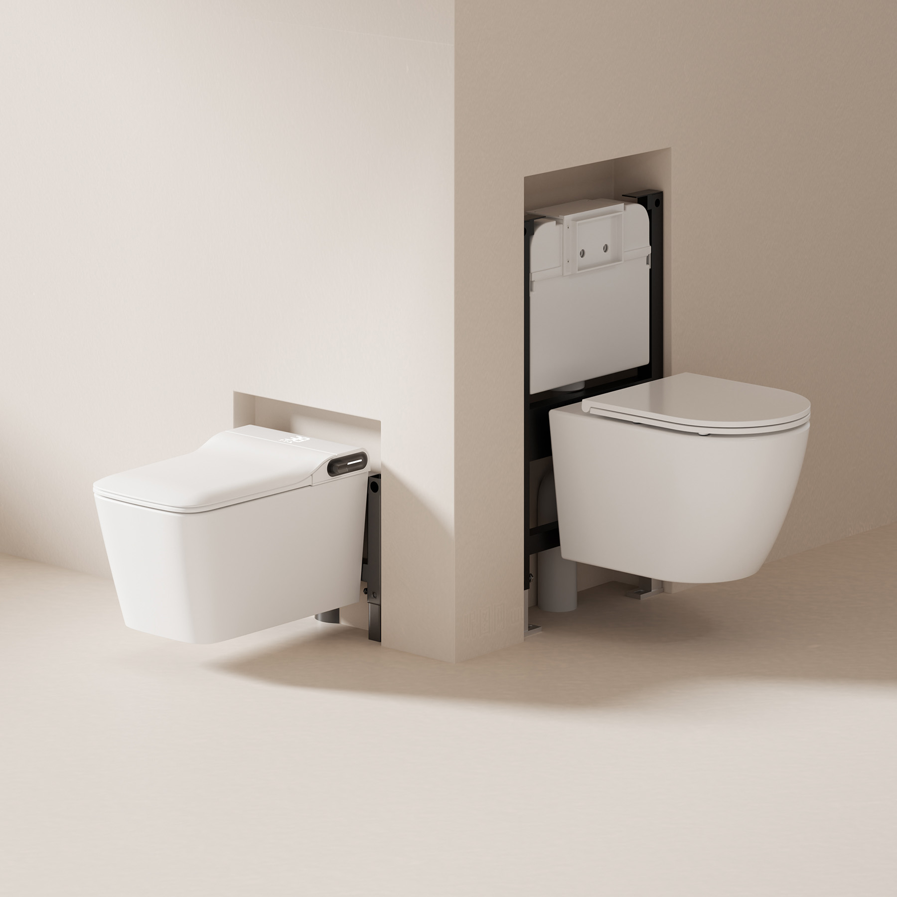 Унитаз-биде подвесной Abber Rechteck AC1215S 60x36x38 (белый), электронный, с импульсным смывом