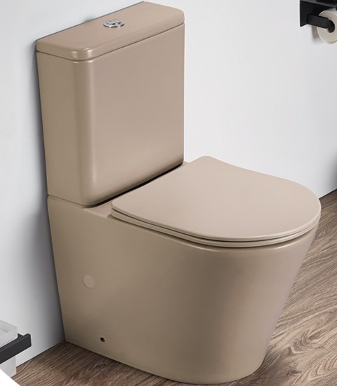 Унитаз напольный безободковый CeramaLux N 2166XMC 61.8x38 (капучино матовый) с микролифтом