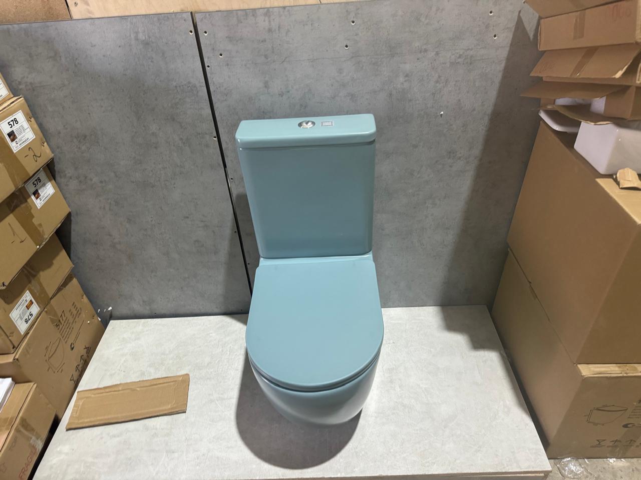 Унитаз напольный безободковый CeramaLux N 2166XMLG 61.8x38 (зеленый матовый) с микролифтом