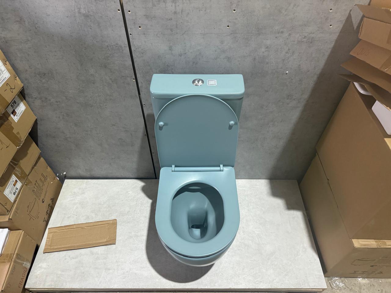 Унитаз напольный безободковый CeramaLux N 2166XMLG 61.8x38 (зеленый матовый) с микролифтом