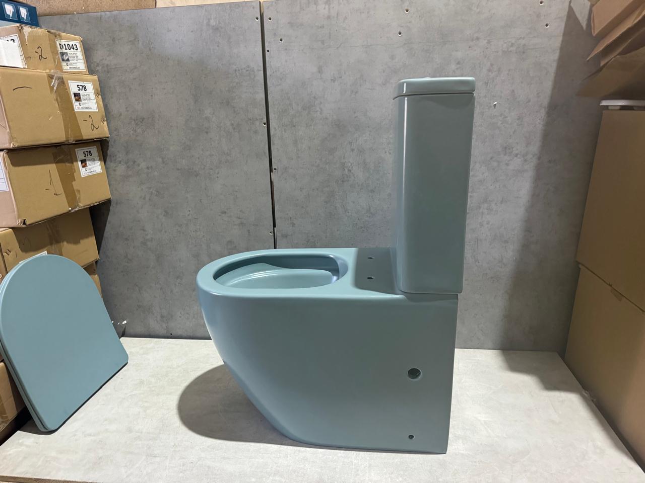 Унитаз напольный безободковый CeramaLux N 2166XMLG 61.8x38 (зеленый матовый) с микролифтом