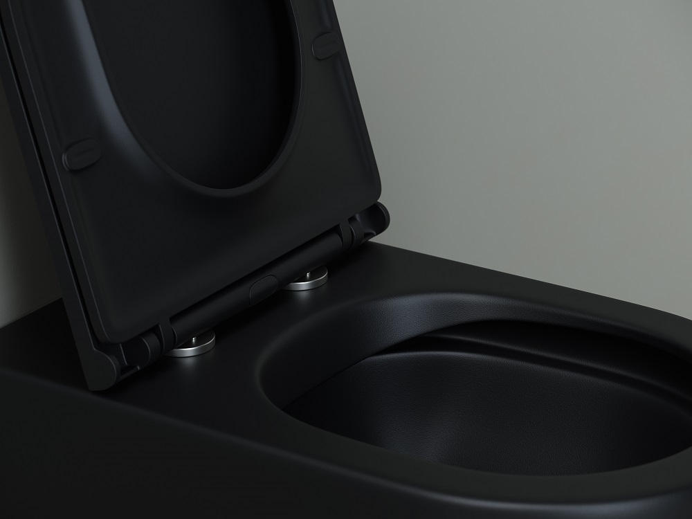 Унитаз напольный приставной Ceramica Nova Metropol CN4004MB 57х36 с сиденьем и креплением (черный матовый)