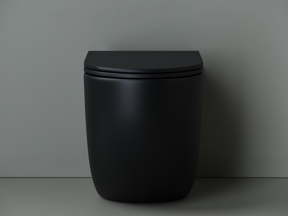 Унитаз напольный приставной Ceramica Nova Metropol CN4004MB 57х36 с сиденьем и креплением (черный матовый)