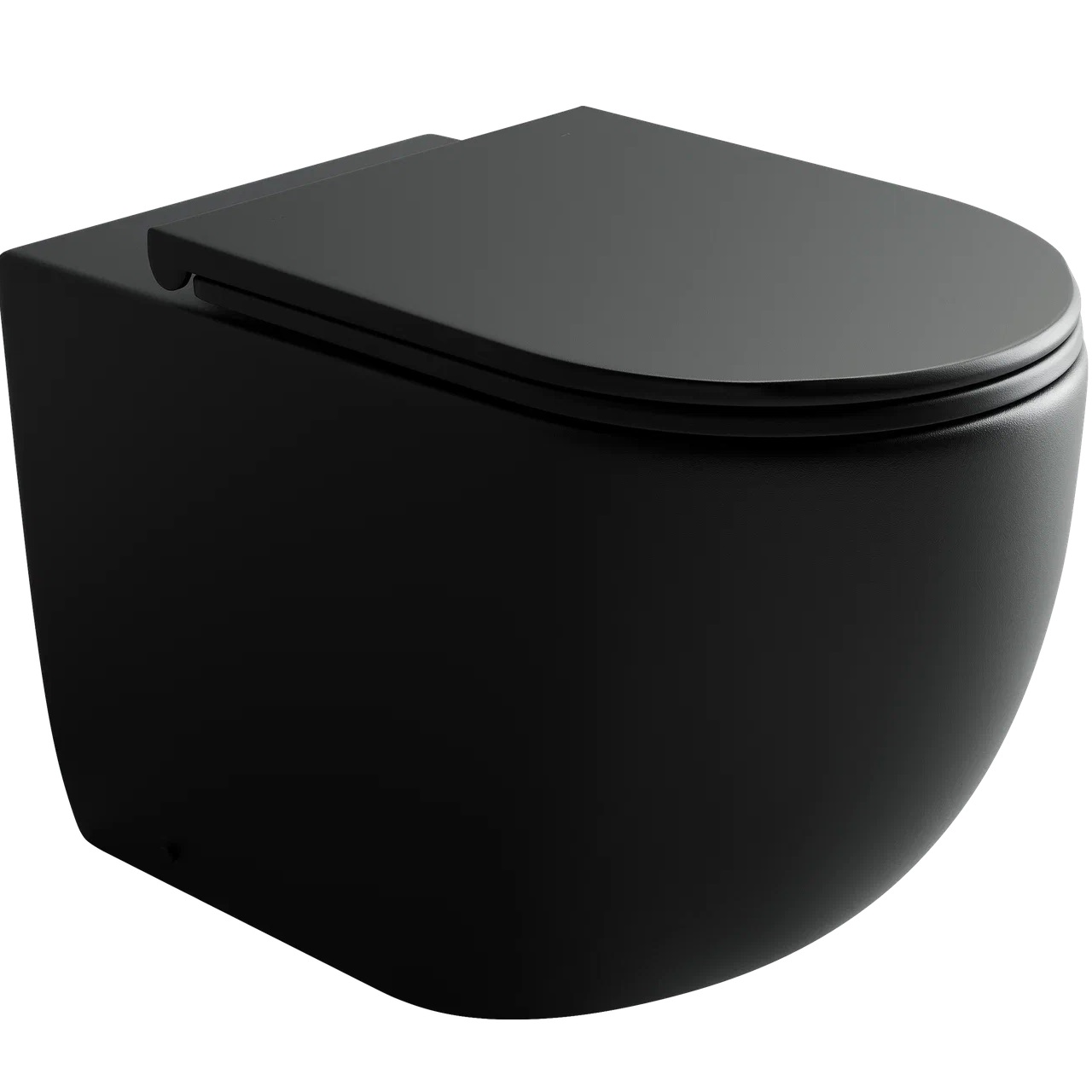 Унитаз напольный приставной Ceramica Nova Metropol CN4004MB 57х36 с сиденьем и креплением (черный матовый)