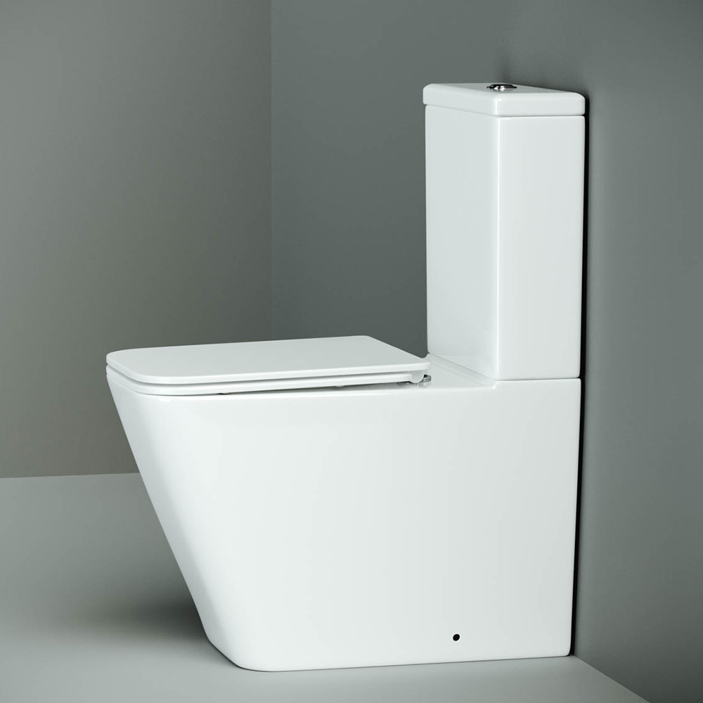 Унитаз напольный Ceramica Nova Cubic Rimless CN1803-B 64х36 с сиденьем-крышкой и креплением, без бачка (белый)