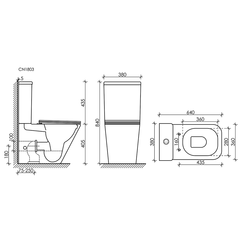Унитаз напольный Ceramica Nova Cubic Rimless CN1803 64х36 с бачком, сиденьем и креплением (белый)