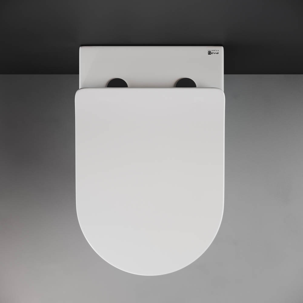 Унитаз напольный Ceramica Nova HighLight Rimless CN1812 56x36 с сиденьем и креплением (белый)