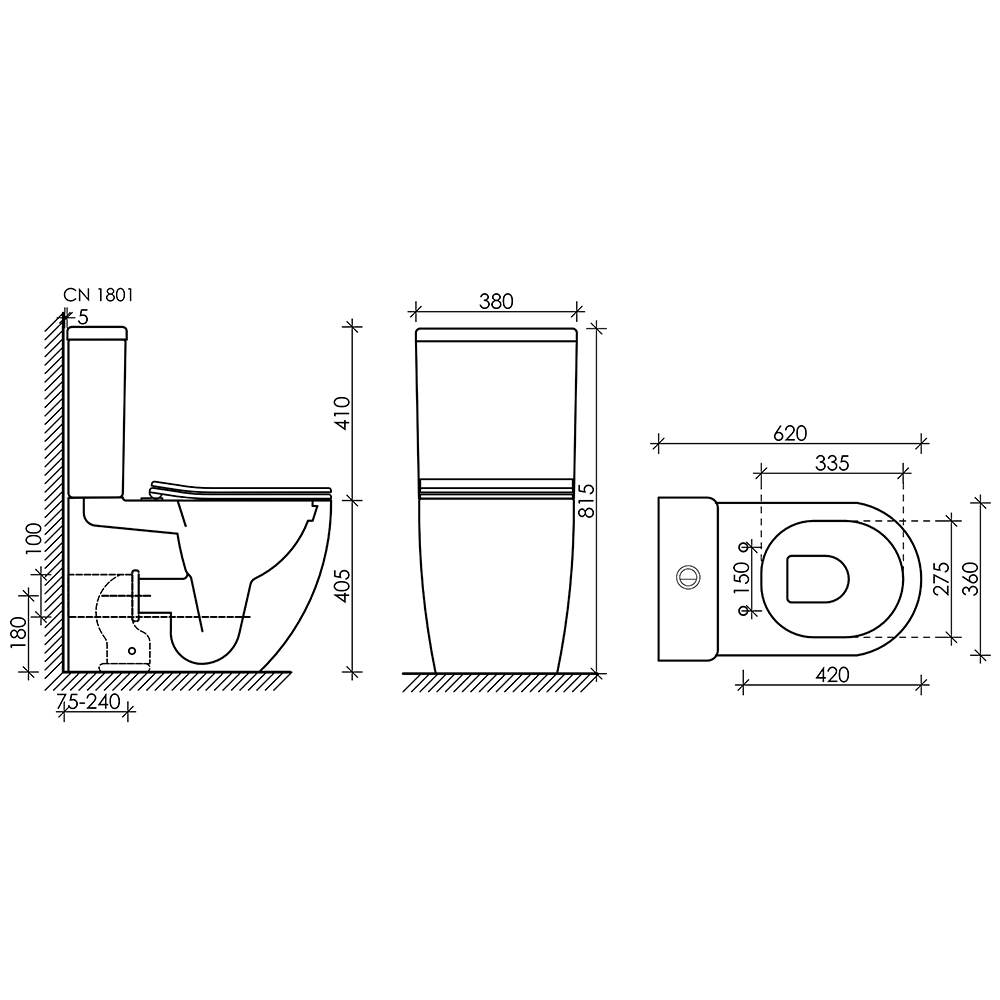 Унитаз напольный Ceramica Nova Mia Rimless CN1801-B 62х36 с сиденьем-крышкой с микролифтом, без бачка (белый)