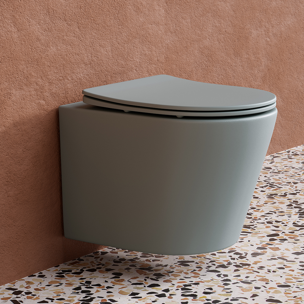 Унитаз подвесной Ceramica Nova Balearica CN6000MH 49х36.5 с сиденьем и креплением (антрацит матовый)