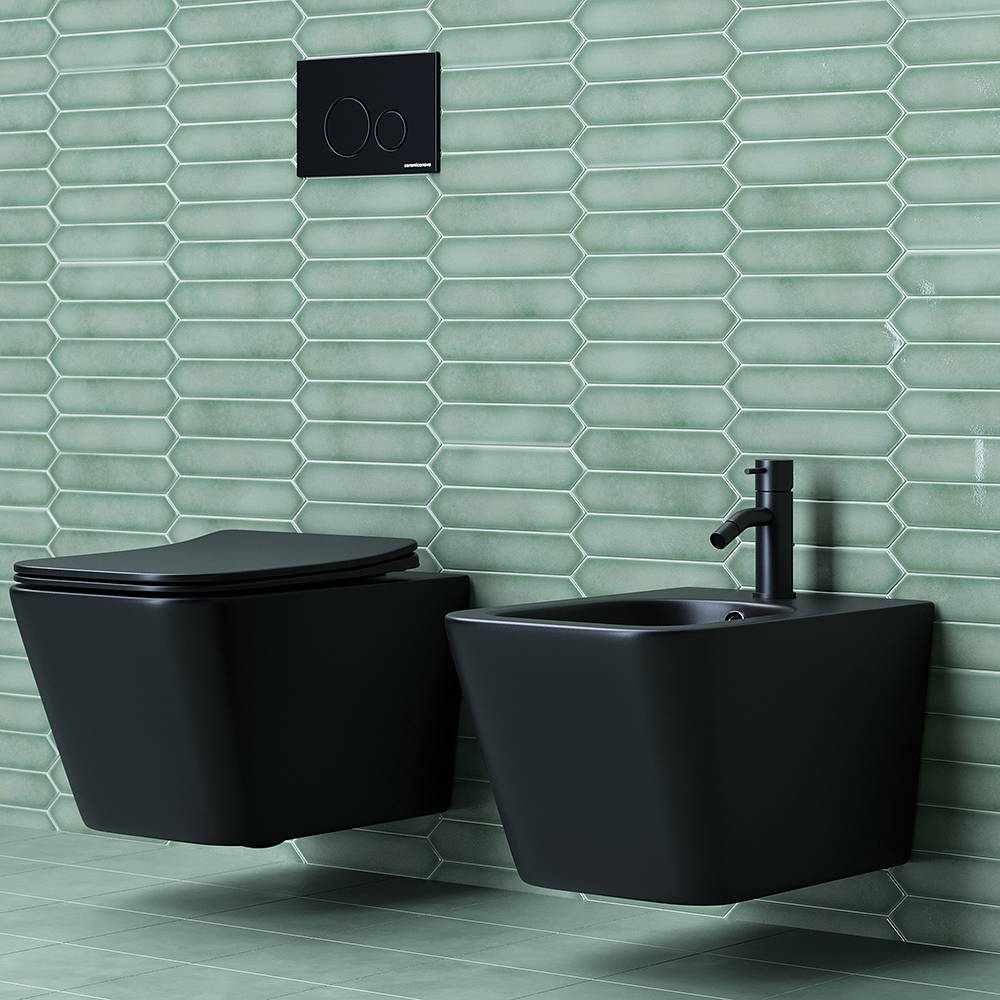 Унитаз подвесной Ceramica Nova Metric CN3007MB 51х34.5 с сиденьем и креплением (черный мат)