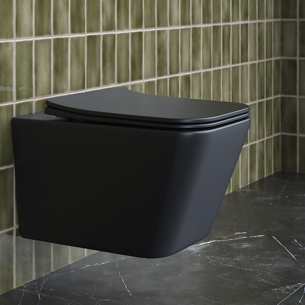 Унитаз подвесной Ceramica Nova Metric CN3007MB 51х34.5 с сиденьем и креплением (черный мат)