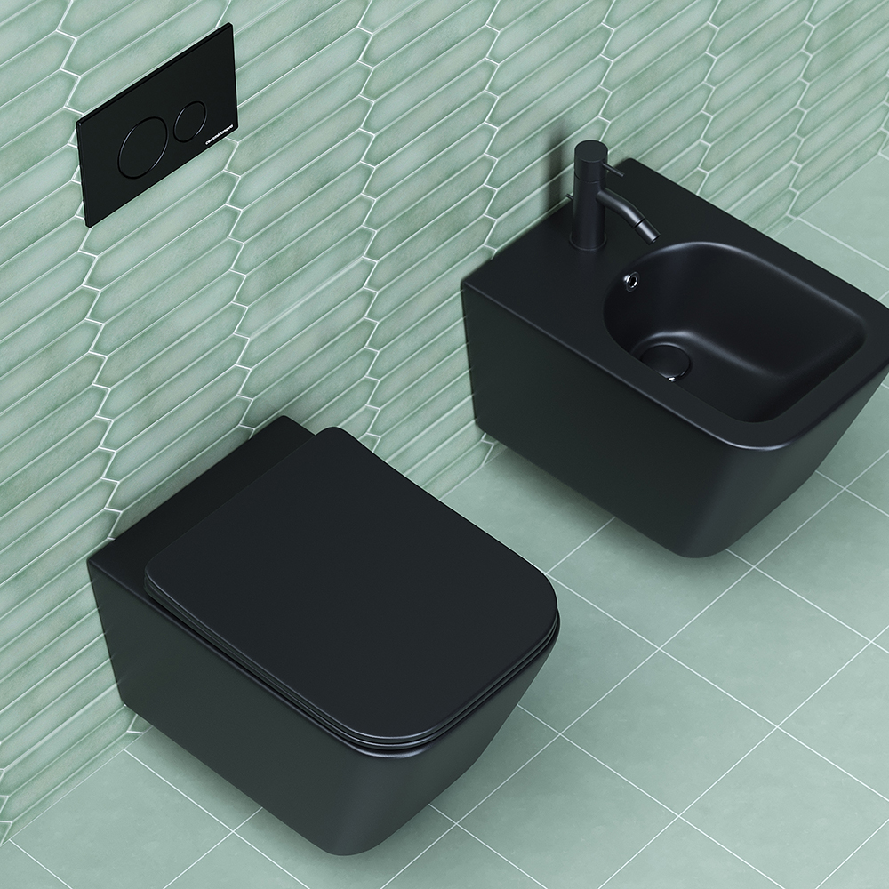 Унитаз подвесной Ceramica Nova Metric CN3007MB 51х34.5 с сиденьем и креплением (черный мат)