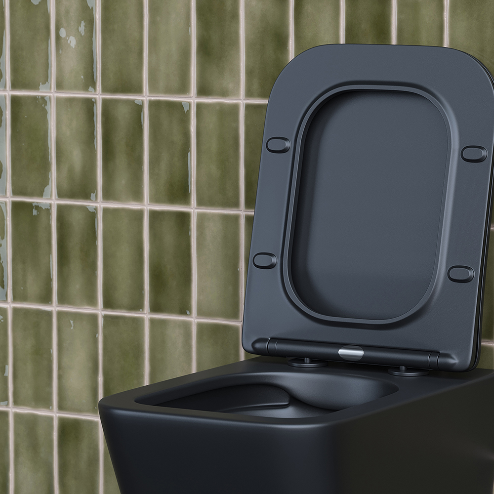 Унитаз подвесной Ceramica Nova Metric CN3007MB 51х34.5 с сиденьем и креплением (черный мат)