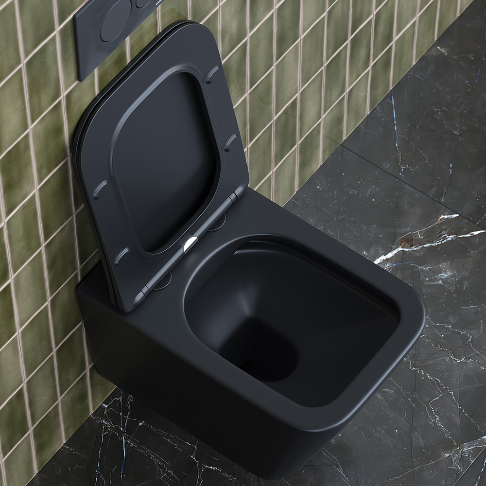 Унитаз подвесной Ceramica Nova Metric CN3007MB 51х34.5 с сиденьем и креплением (черный мат)