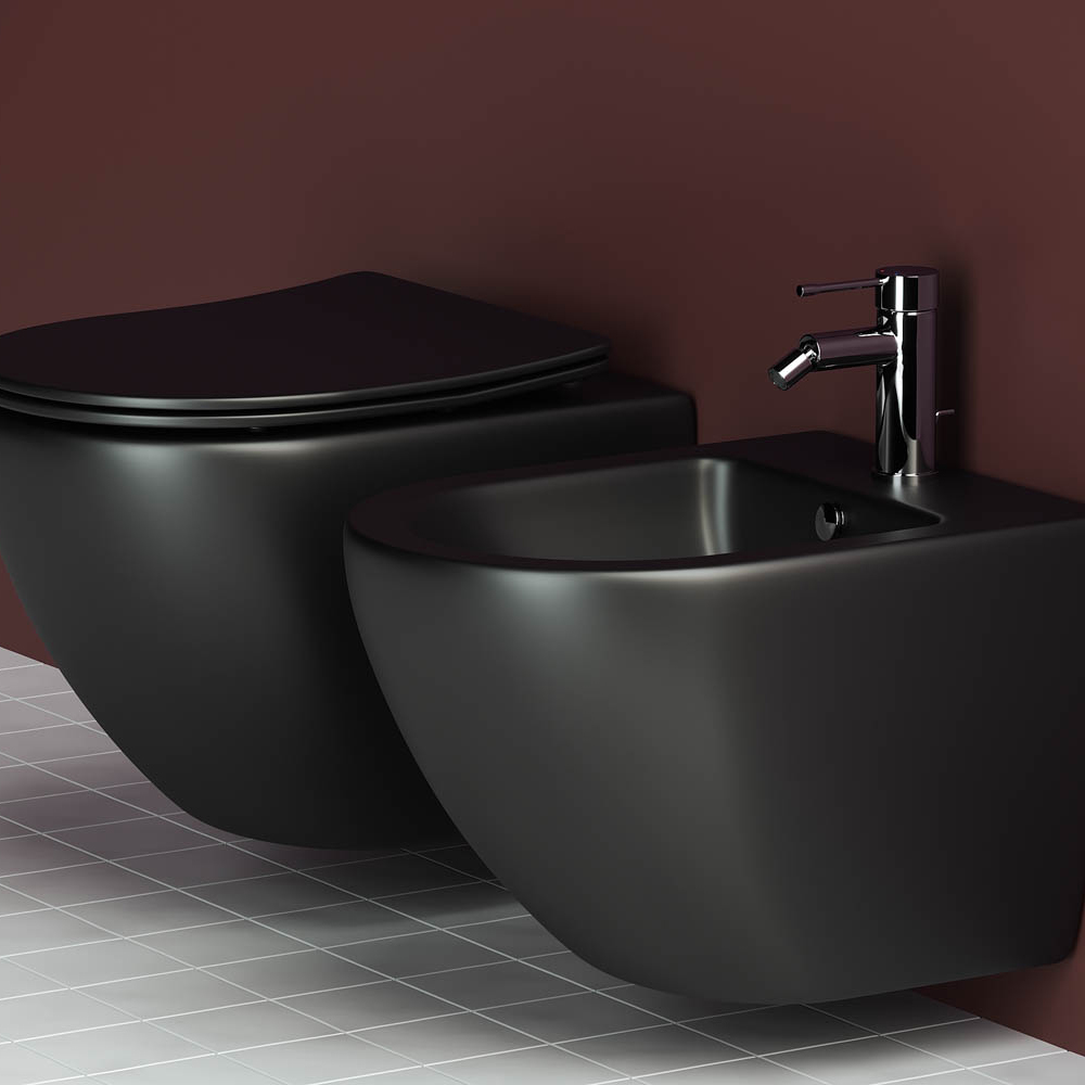 Унитаз подвесной Ceramica Nova Metropol CN4002MB 49х37 с креплением и сиденьем (черный матовый)