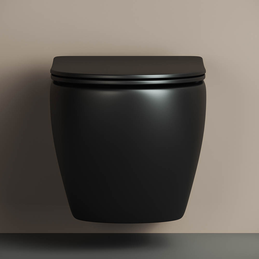 Унитаз подвесной Ceramica Nova Metropol CN4002MB 49х37 с креплением и сиденьем (черный матовый)