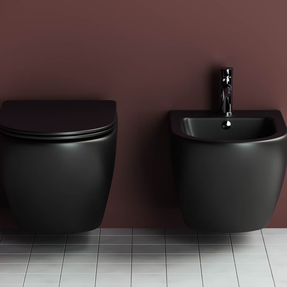 Унитаз подвесной Ceramica Nova Metropol CN4002MB 49х37 с креплением и сиденьем (черный матовый)