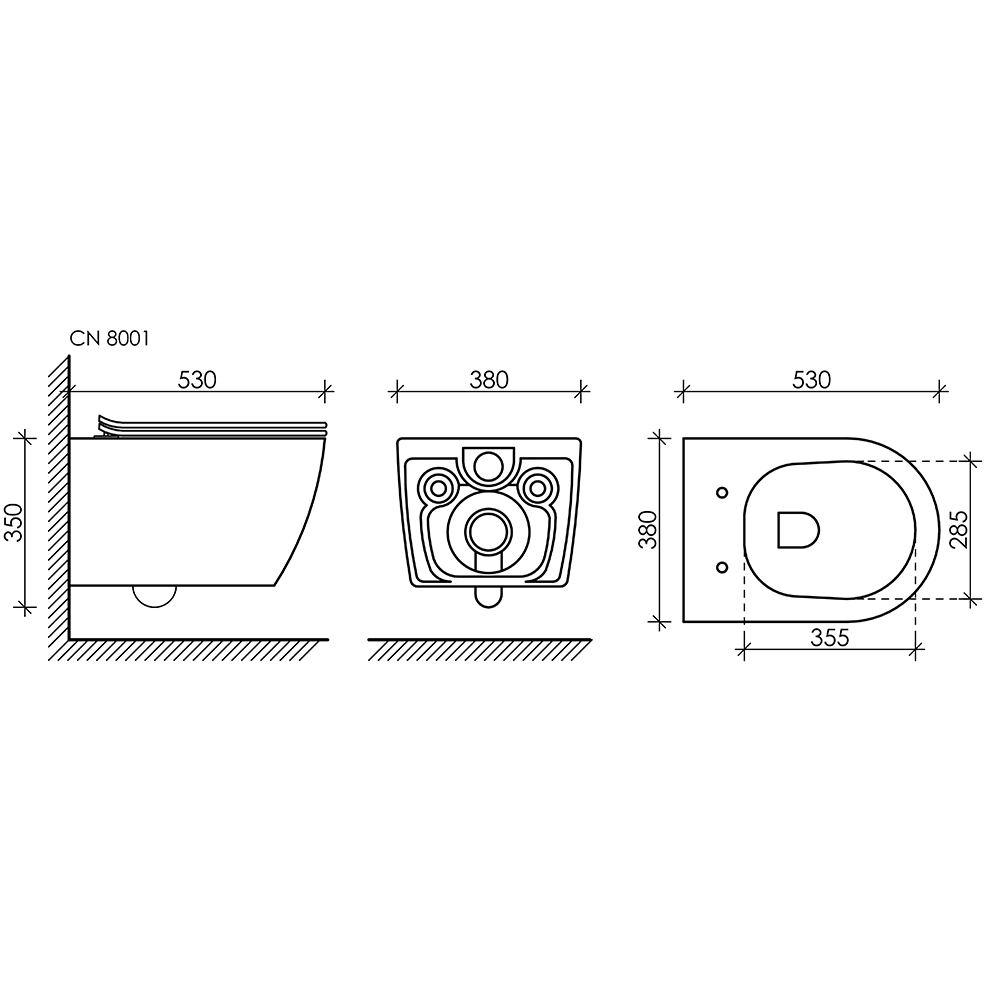 Унитаз подвесной Ceramica Nova Pearl CN8001 53х38 с сиденьем и креплением (белый)