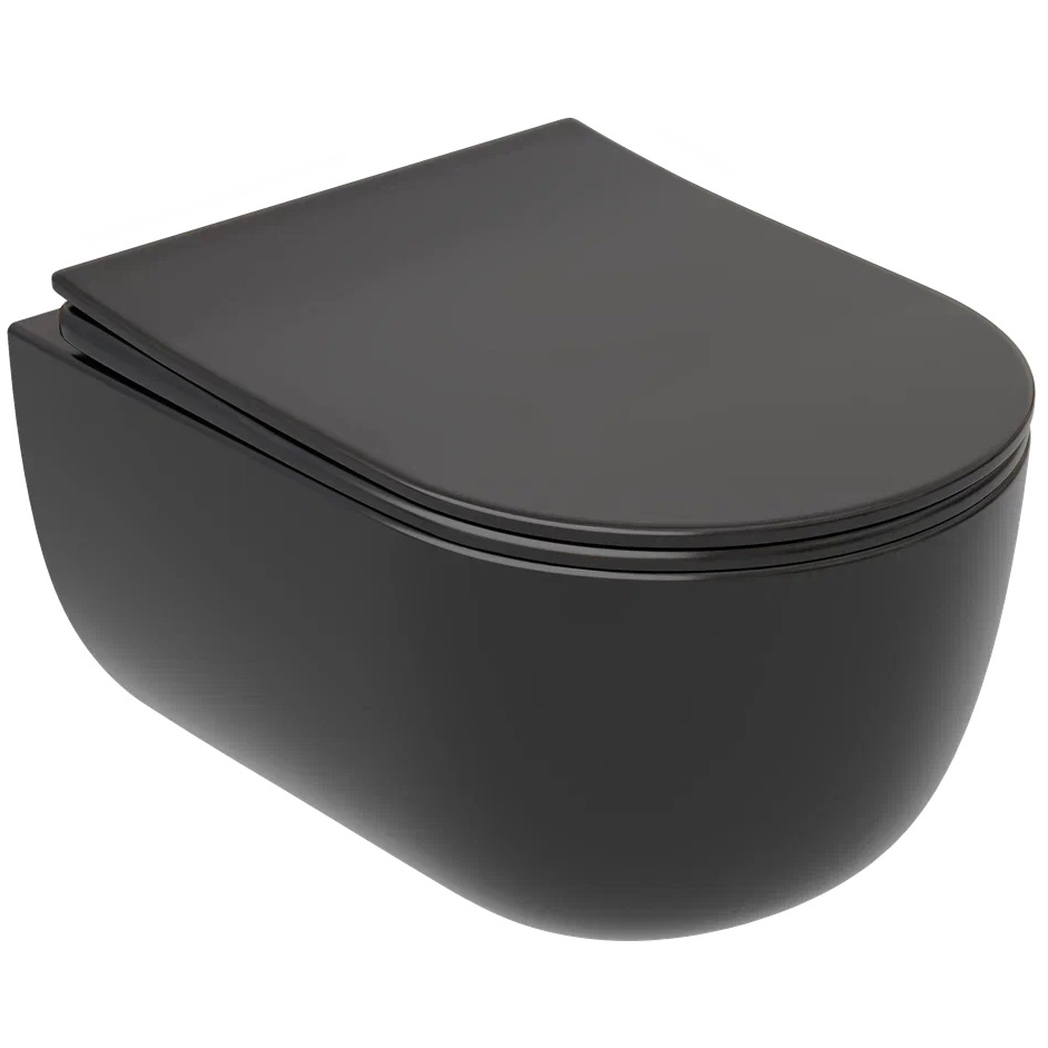 Унитаз подвесной Ceramicanova Modena CN6063MB 49x35.5 (черный матовый) с сиденьем и крышкой