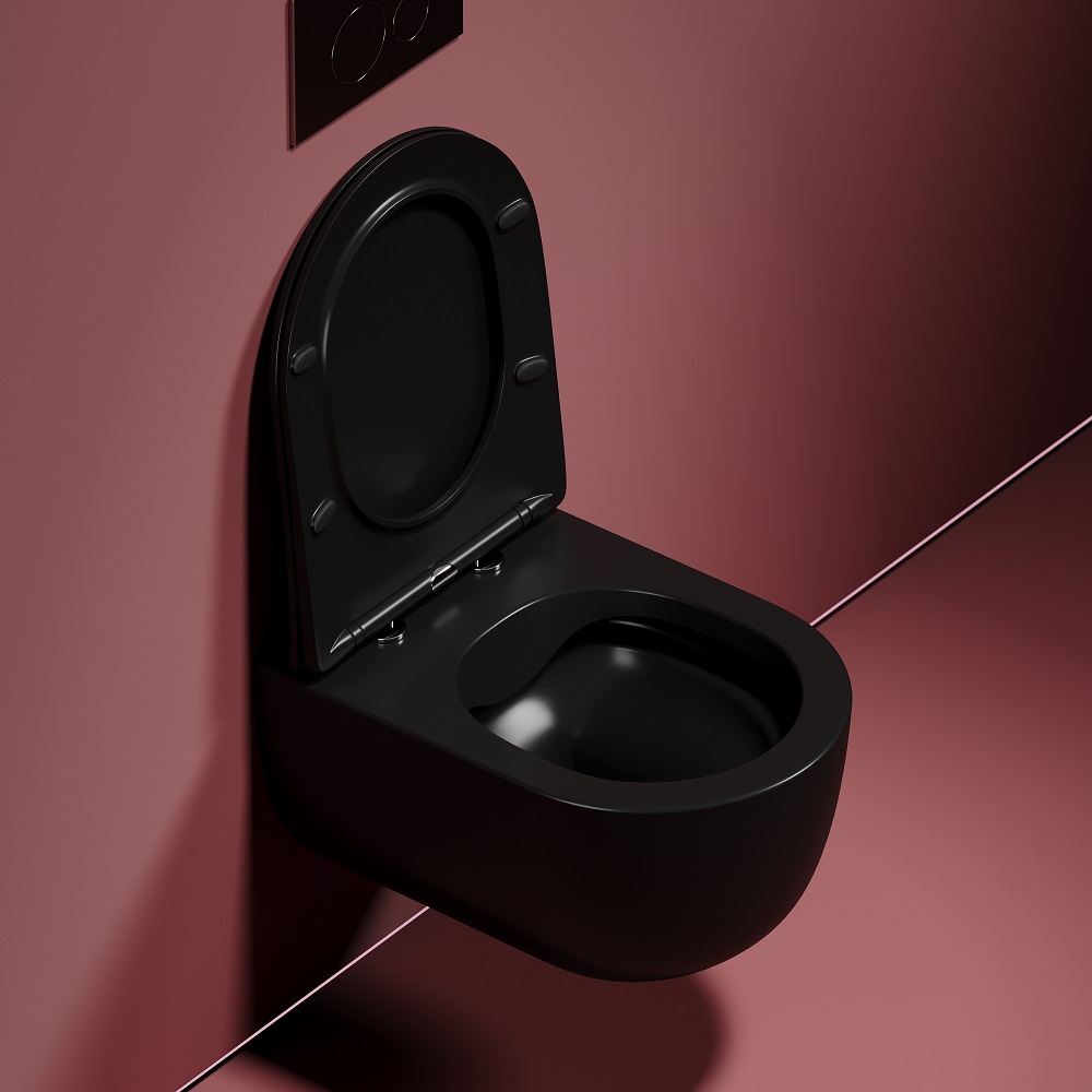 Унитаз подвесной Ceramicanova Modena CN6063MB 49x35.5 (черный матовый) с сиденьем и крышкой