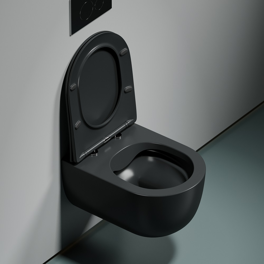 Унитаз подвесной Ceramicanova Modena CN6063MDH 49x35.5 (темный антрацит матовый) с сиденьем и крышкой